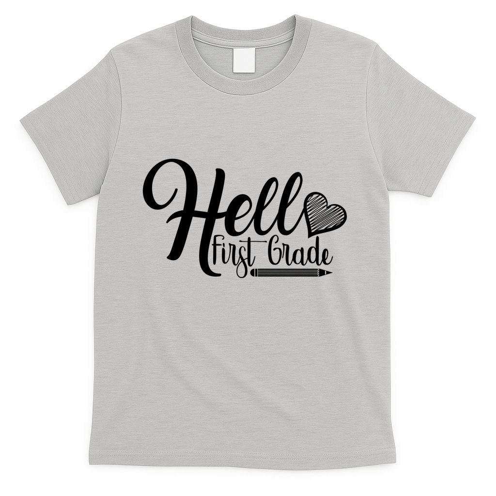 Hello First Grade Pencil Heart T-Shirt