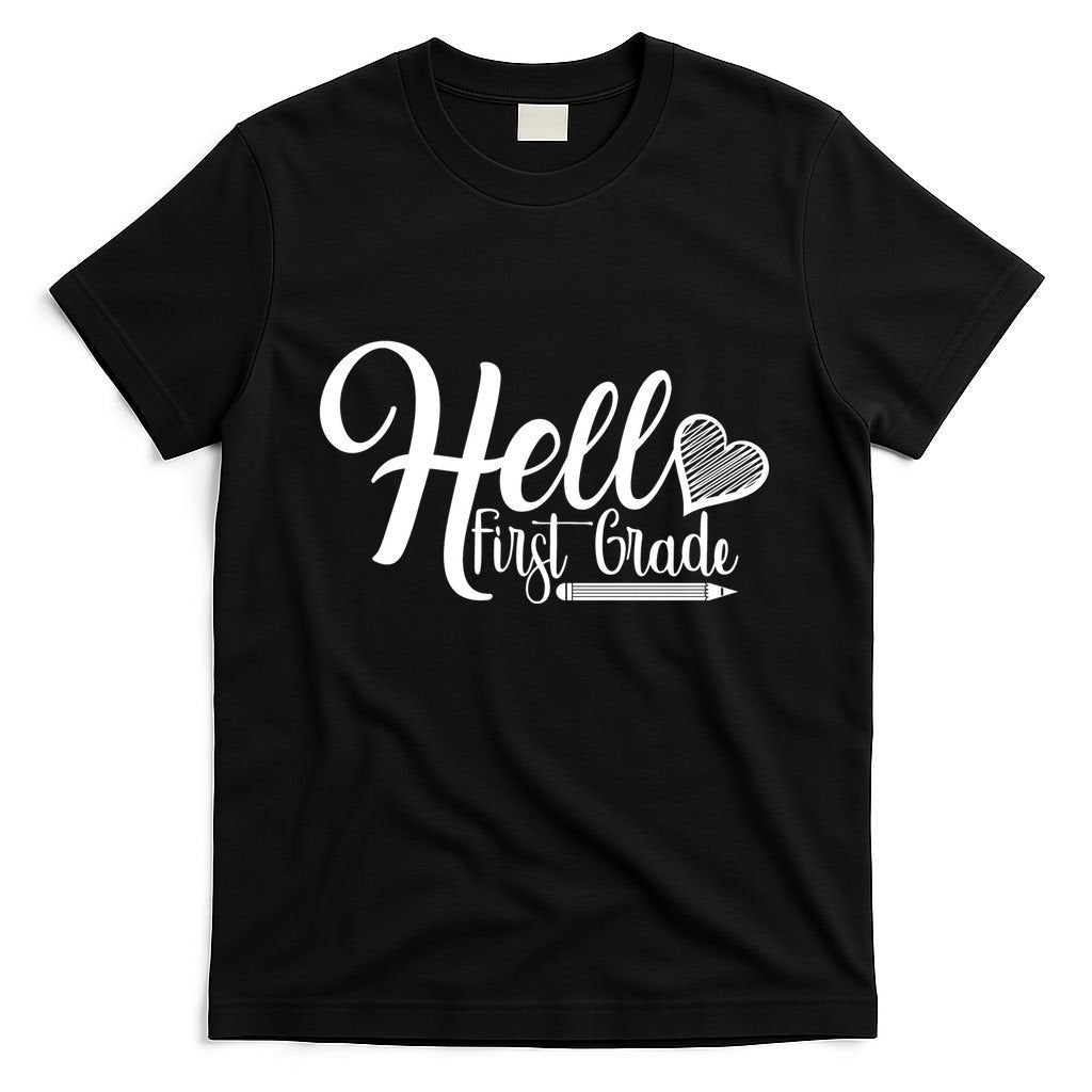 Hello First Grade Pencil Heart T-Shirt