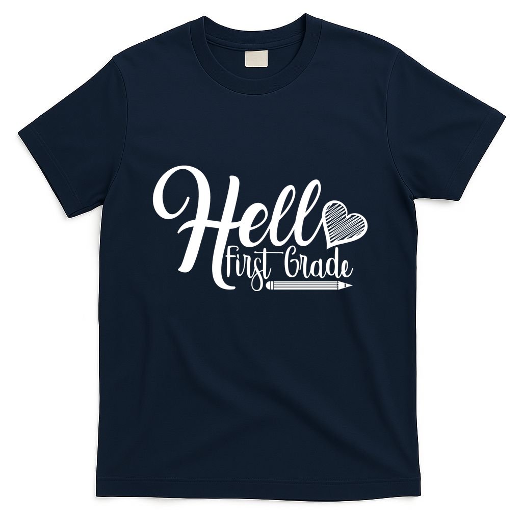 Hello First Grade Pencil Heart T-Shirt