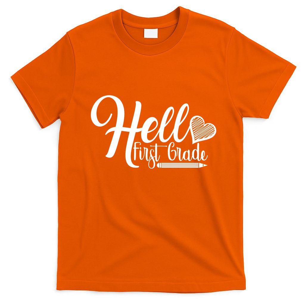 Hello First Grade Pencil Heart T-Shirt