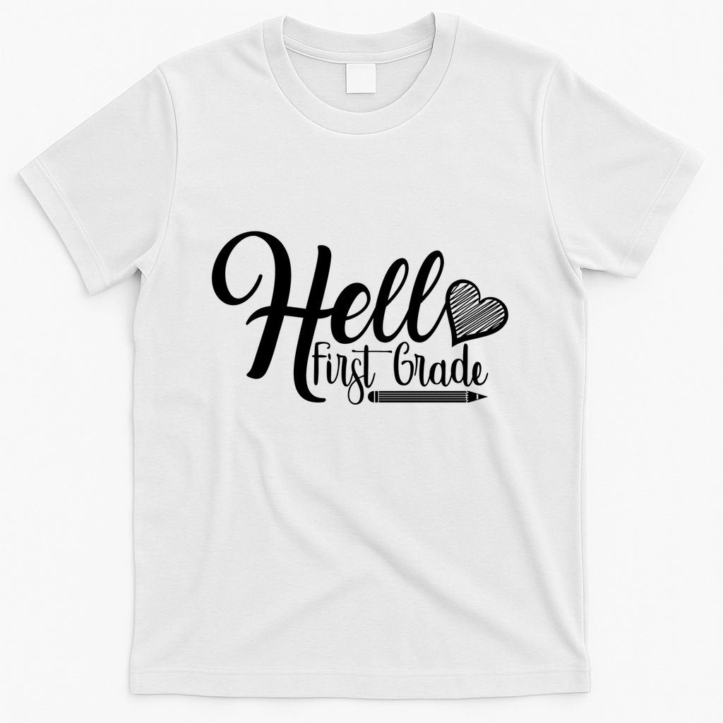 Hello First Grade Pencil Heart T-Shirt