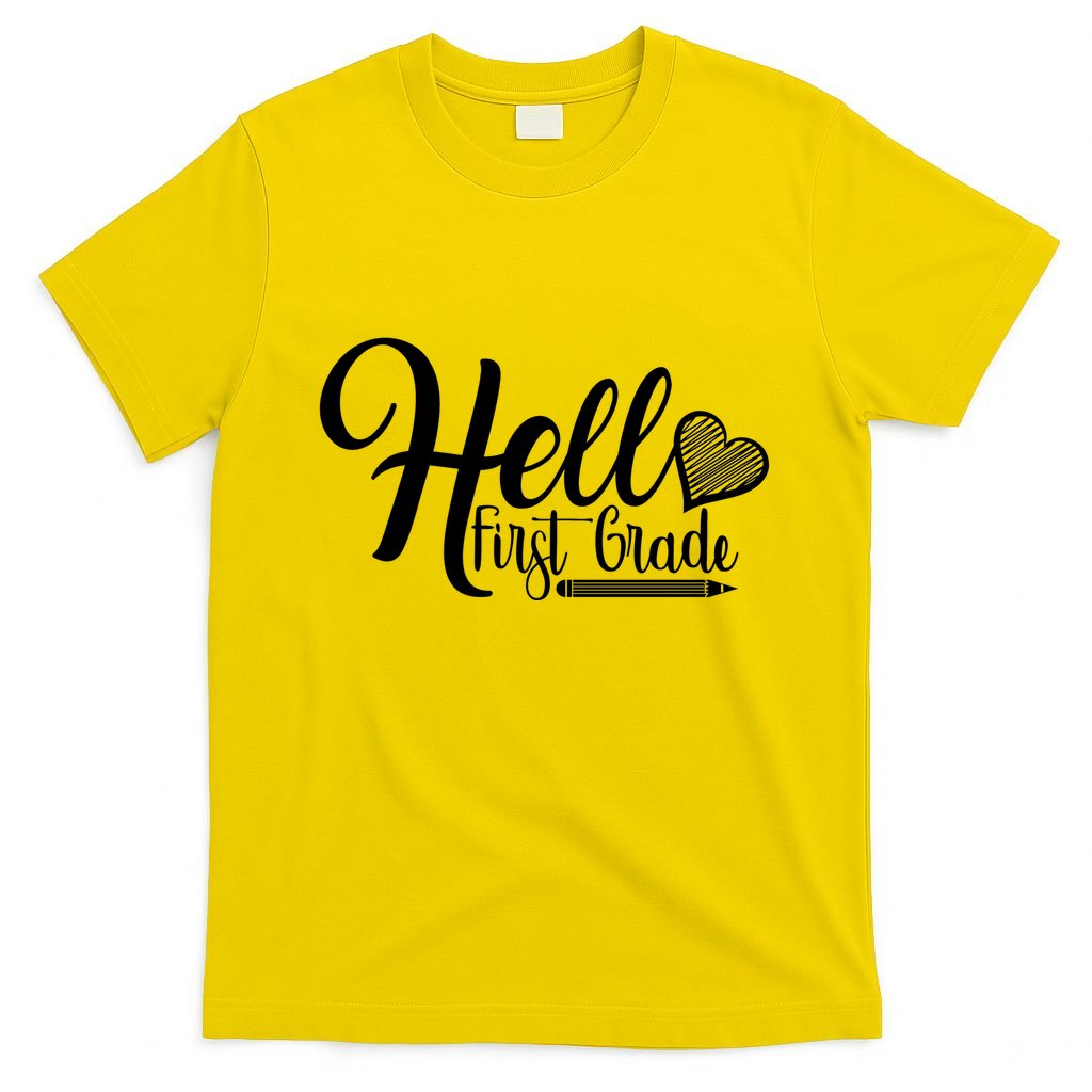 Hello First Grade Pencil Heart T-Shirt