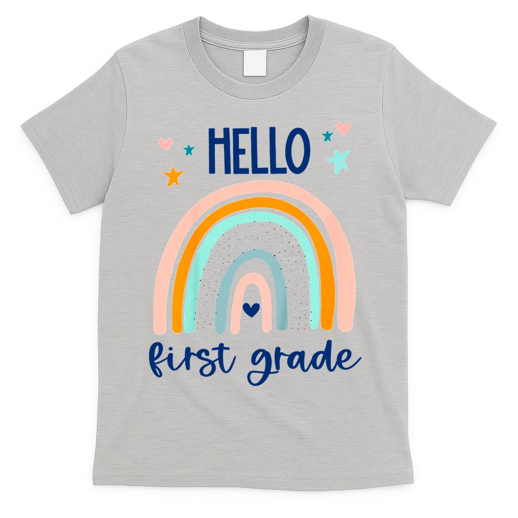 Hello First Grade Retro Rainbow T-Shirt