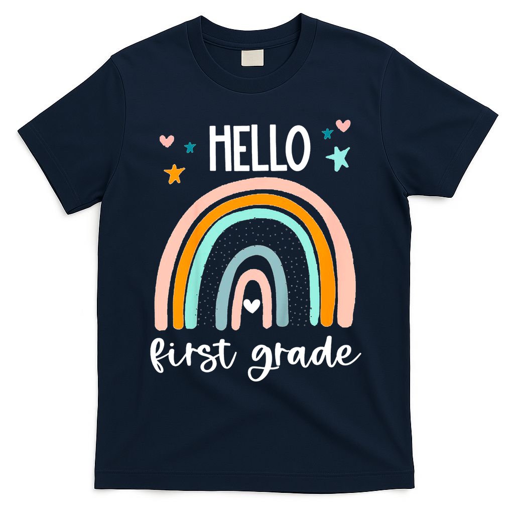 Hello First Grade Retro Rainbow T-Shirt