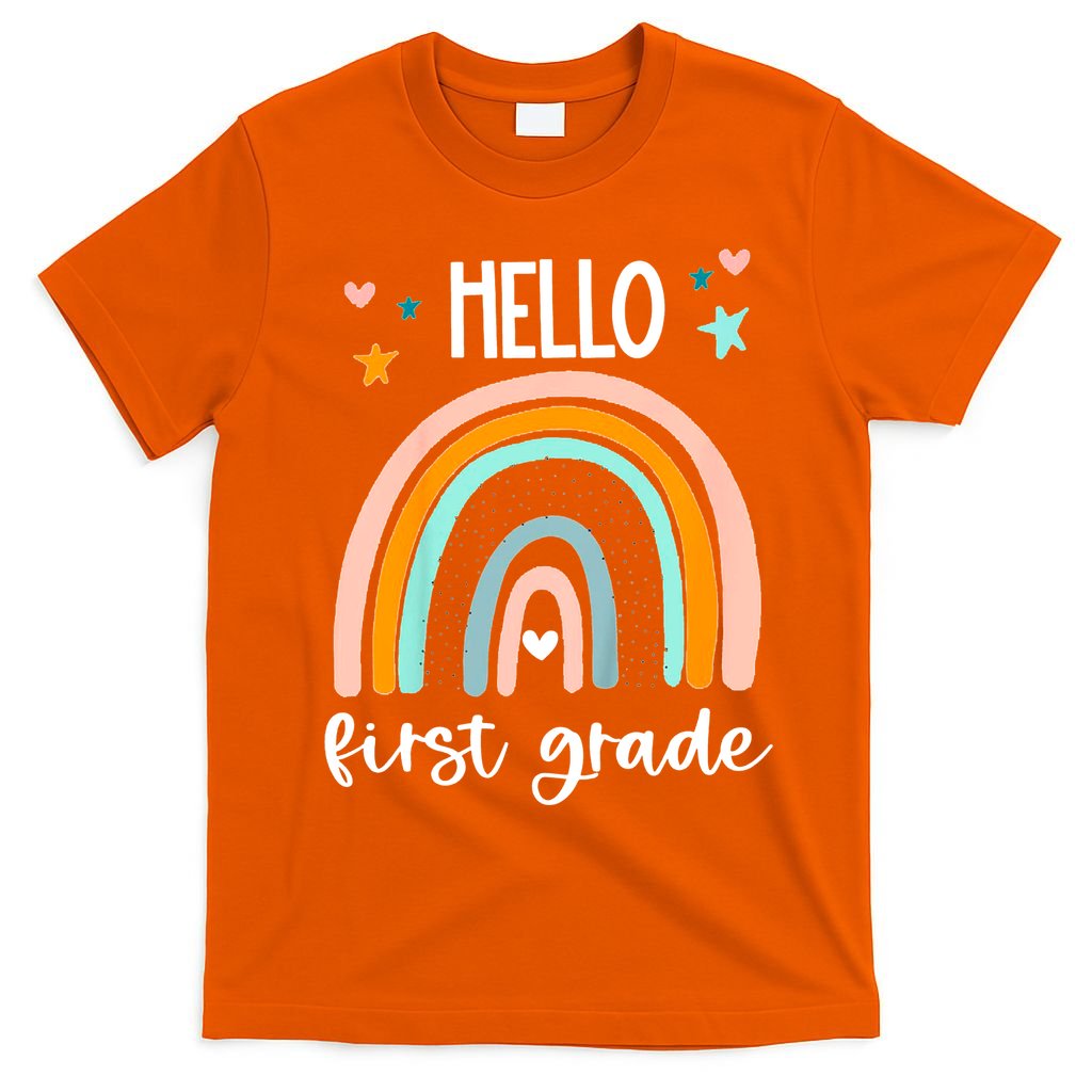 Hello First Grade Retro Rainbow T-Shirt
