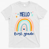 Hello First Grade Retro Rainbow T-Shirt