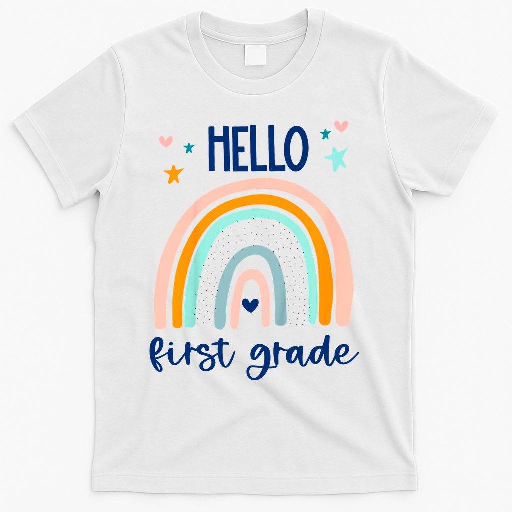 Hello First Grade Retro Rainbow T-Shirt