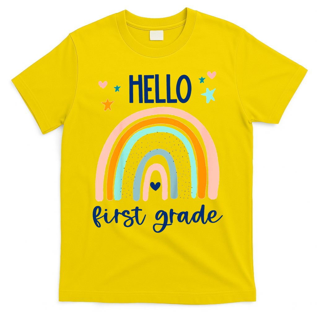 Hello First Grade Retro Rainbow T-Shirt