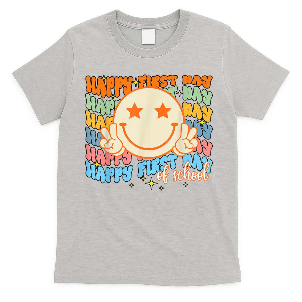 Happy First Day Of School Hippie Face Back To School Teacher T-Shirt