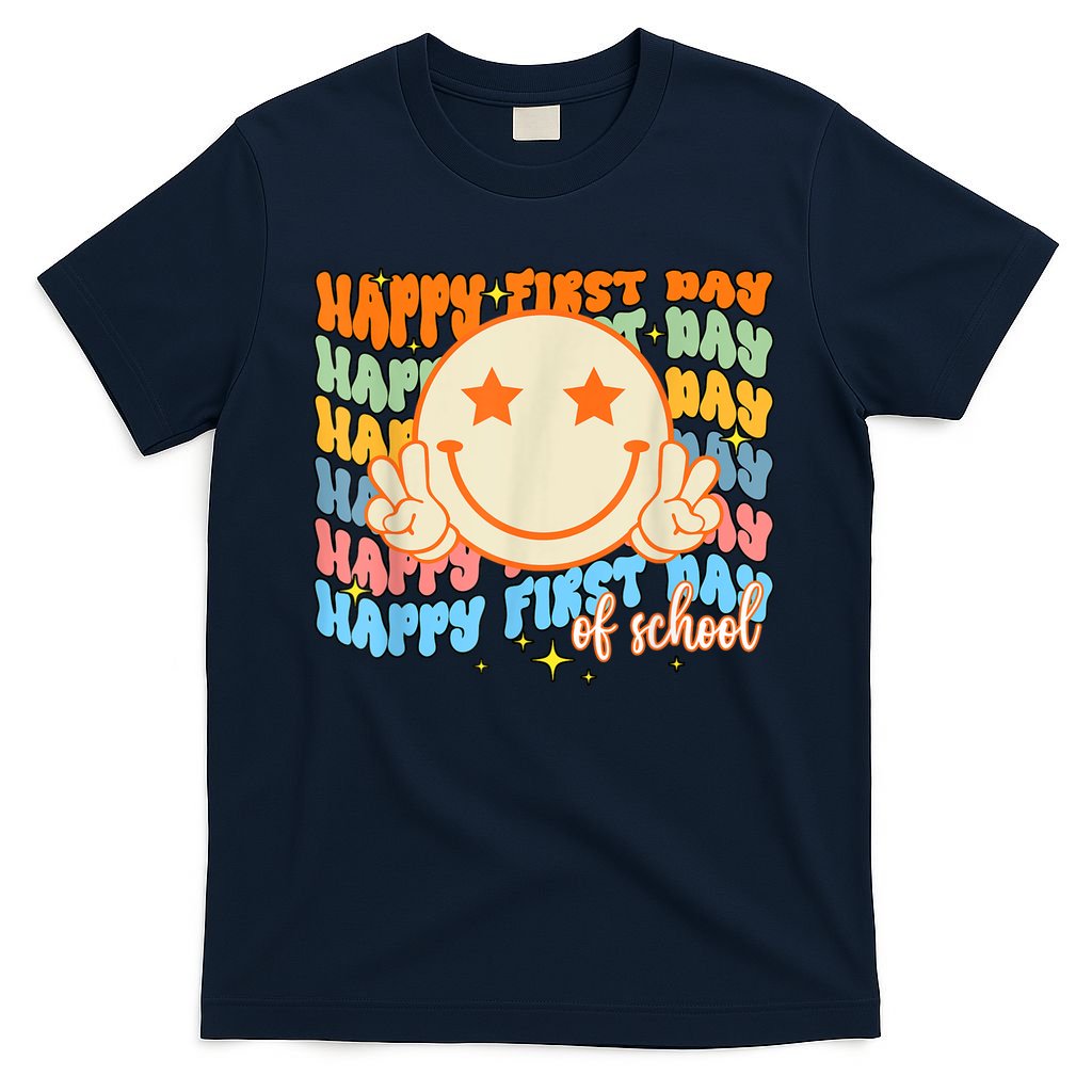 Happy First Day Of School Hippie Face Back To School Teacher T-Shirt