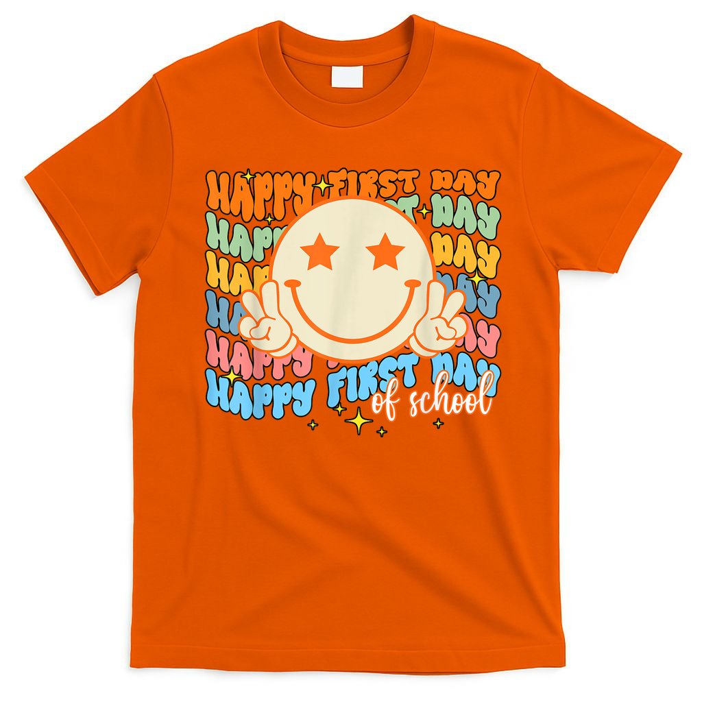 Happy First Day Of School Hippie Face Back To School Teacher T-Shirt
