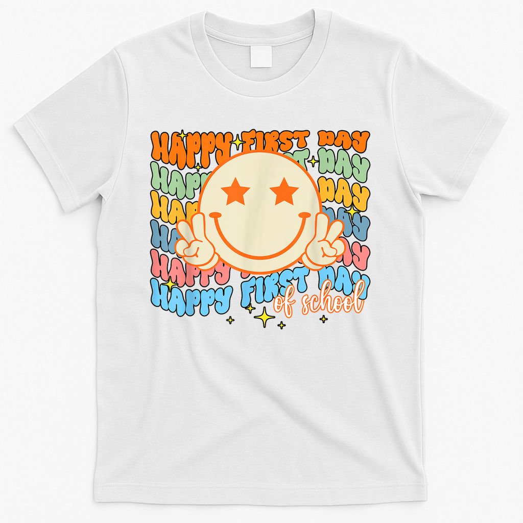 Happy First Day Of School Hippie Face Back To School Teacher T-Shirt