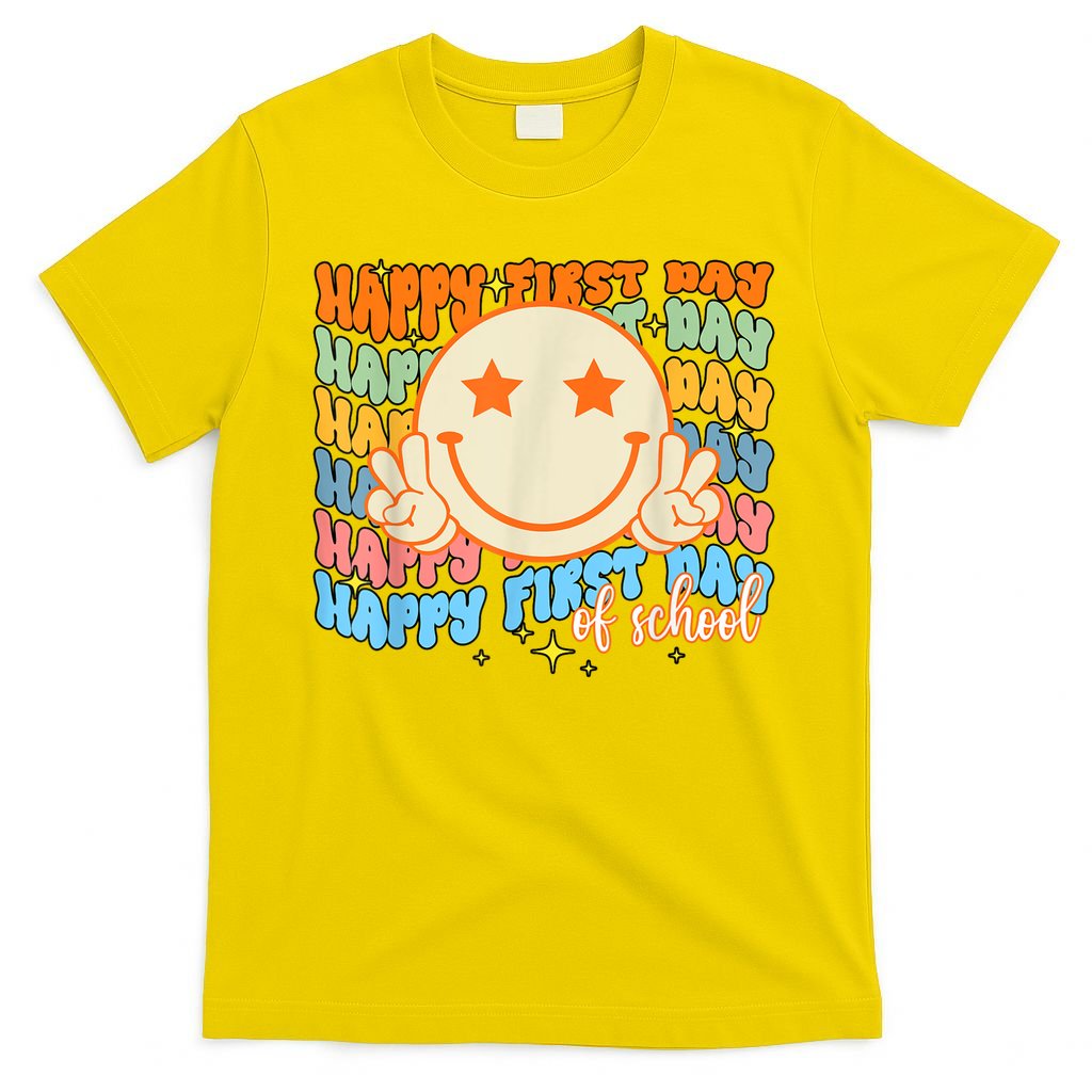 Happy First Day Of School Hippie Face Back To School Teacher T-Shirt