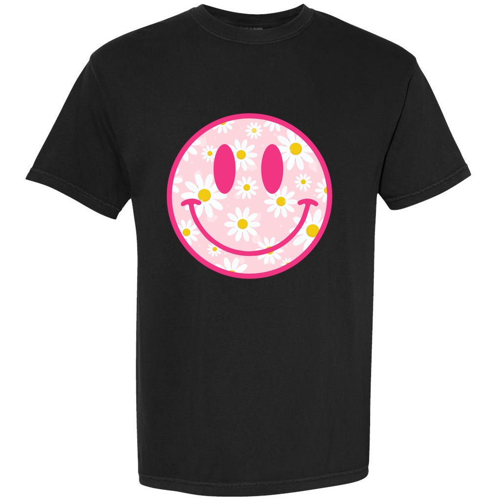 Happy Face Daisy Flower Gift Preppy Aesthetic Smile Face Gift Garment-Dyed Heavyweight T-Shirt