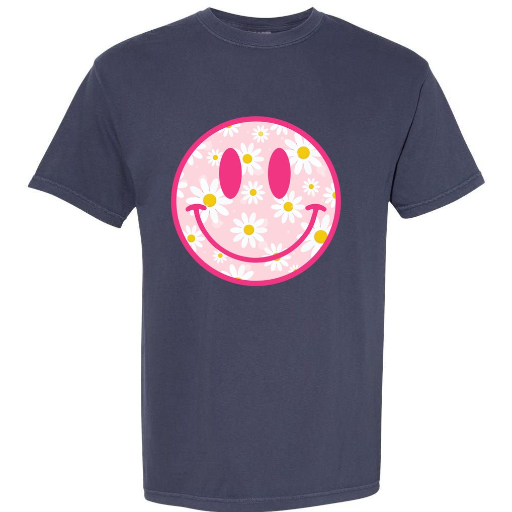 Happy Face Daisy Flower Gift Preppy Aesthetic Smile Face Gift Garment-Dyed Heavyweight T-Shirt