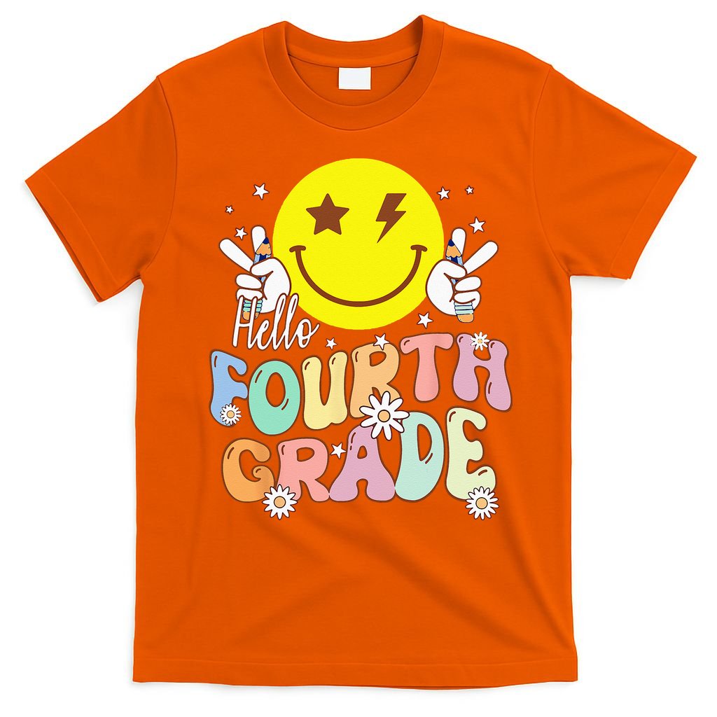 Hello Fourth Grade Funny Smile Face 4th Grade Back To School T-Shirt