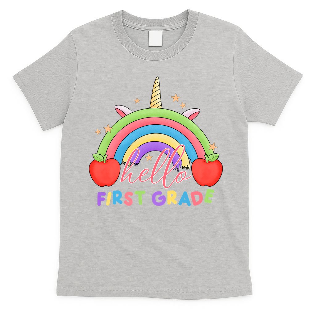 Hello First Grade Rainbow Back To School T-Shirt