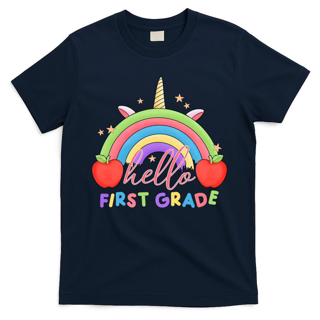 Hello First Grade Rainbow Back To School T-Shirt