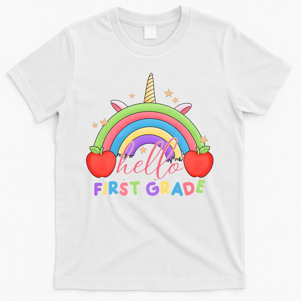 Hello First Grade Rainbow Back To School T-Shirt