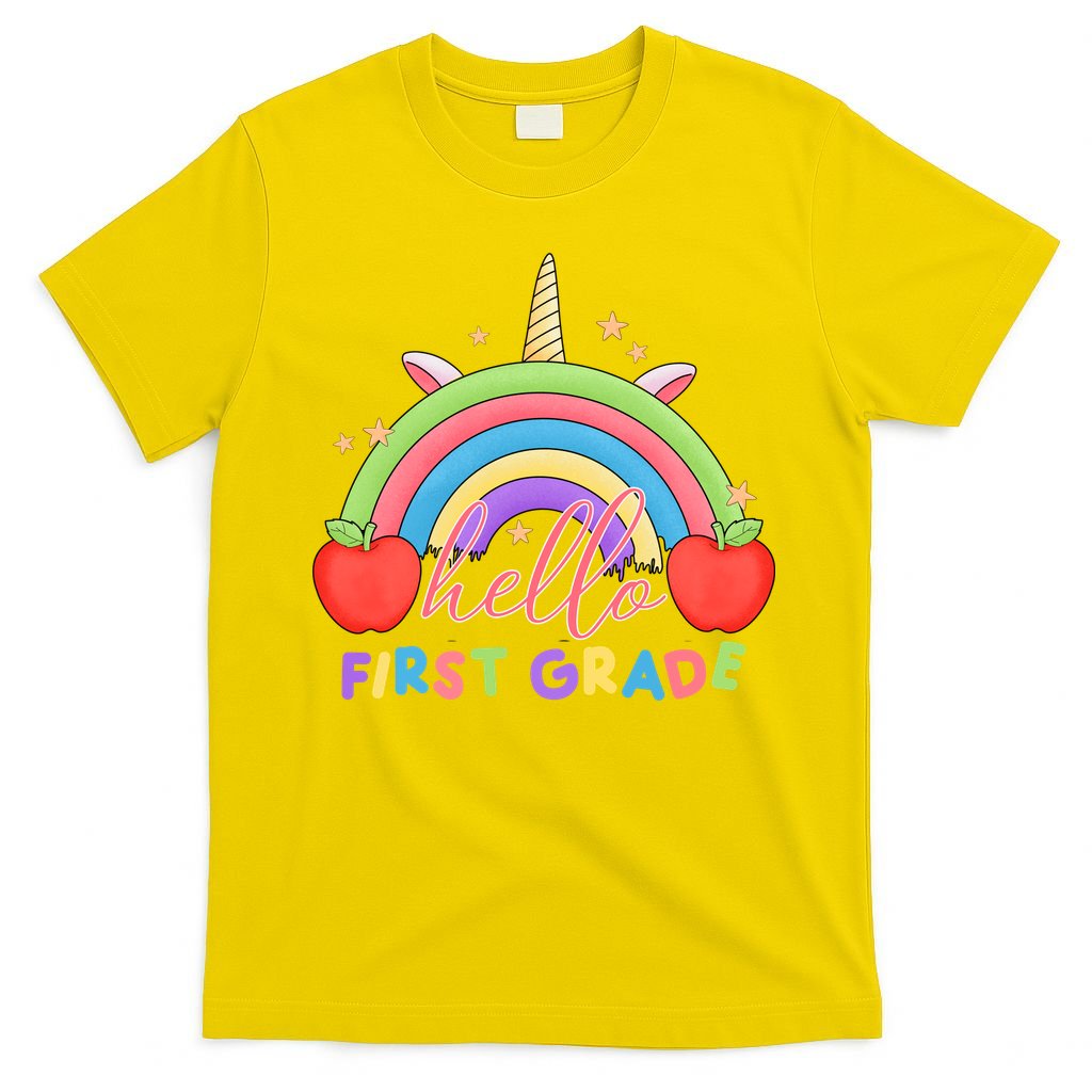 Hello First Grade Rainbow Back To School T-Shirt