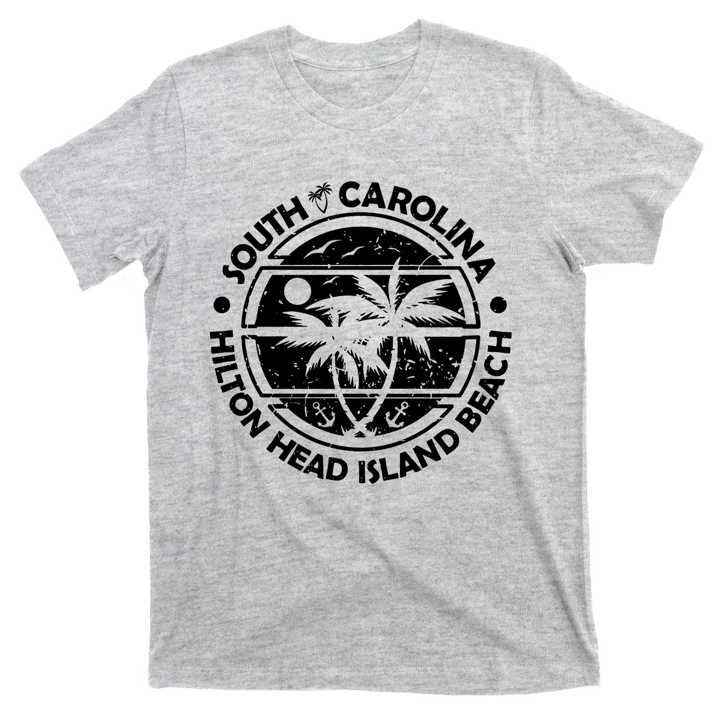 Hilton Head Island Beach South Carolina, Tropical Palm Trees, Ship Anchor T-Shirt