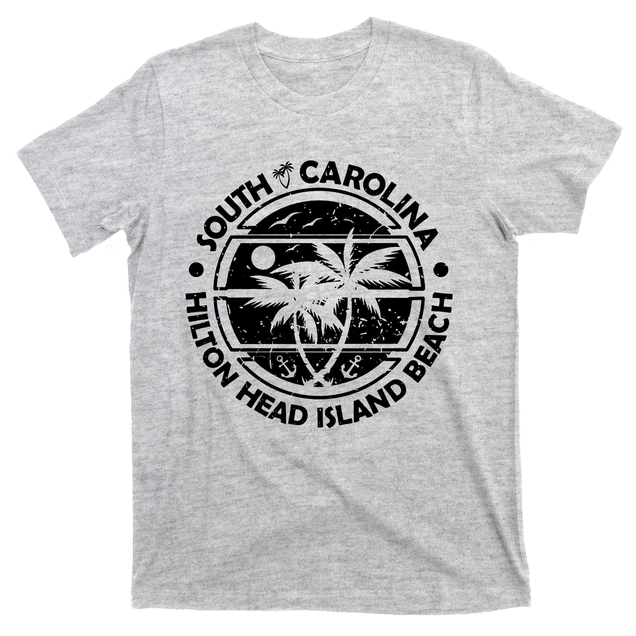 Hilton Head Island Beach South Carolina, Tropical Palm Trees, Ship Anchor T-Shirt