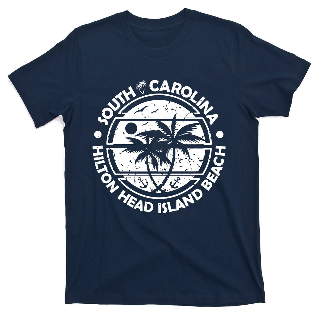 Hilton Head Island Beach South Carolina, Tropical Palm Trees, Ship Anchor T-Shirt