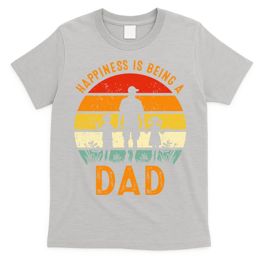 Happiness Is Being A Dad Father's Day Retro Sunset T-Shirt