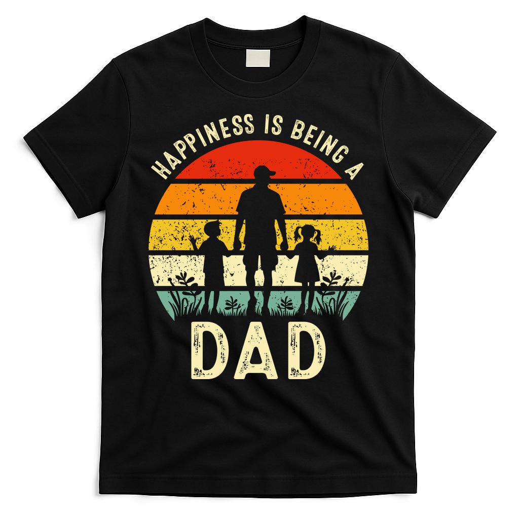 Happiness Is Being A Dad Father's Day Retro Sunset T-Shirt
