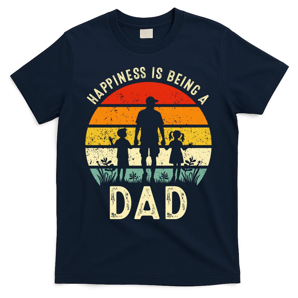 Happiness Is Being A Dad Father's Day Retro Sunset T-Shirt