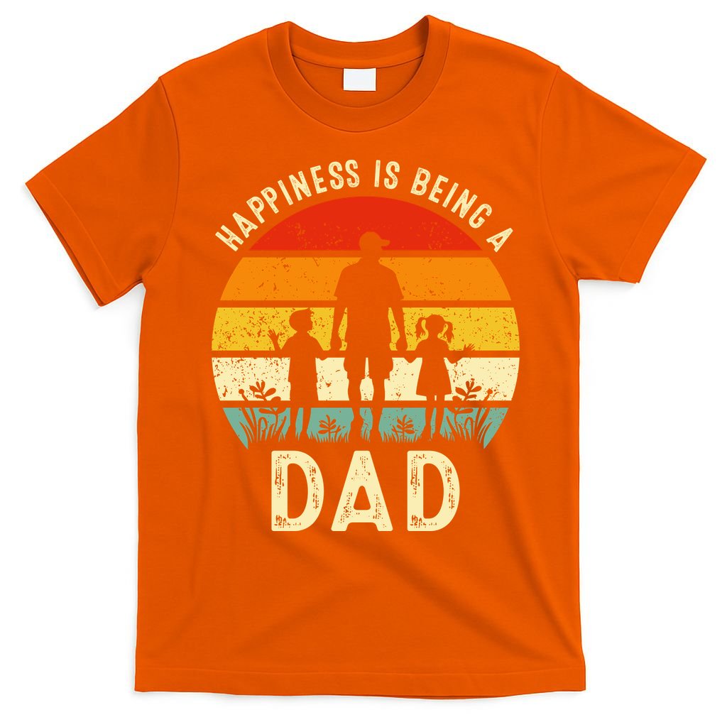 Happiness Is Being A Dad Father's Day Retro Sunset T-Shirt