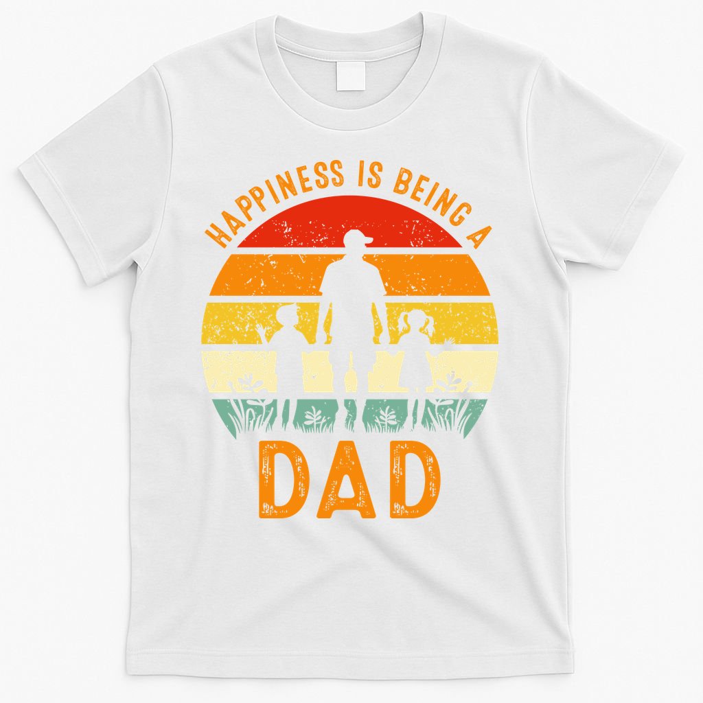 Happiness Is Being A Dad Father's Day Retro Sunset T-Shirt