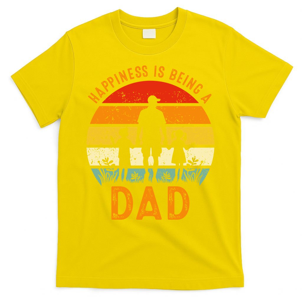 Happiness Is Being A Dad Father's Day Retro Sunset T-Shirt