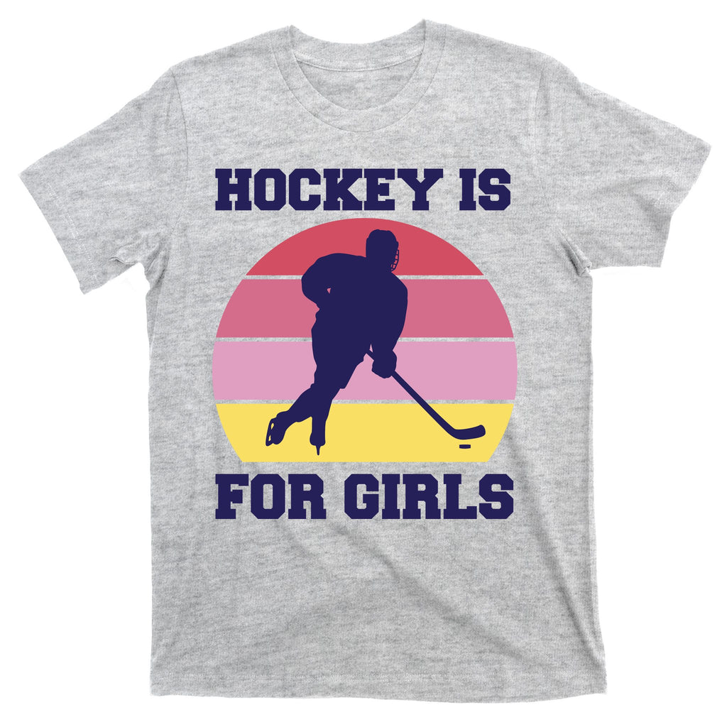 Hockey Is For Girls Retro Sunset T-Shirt
