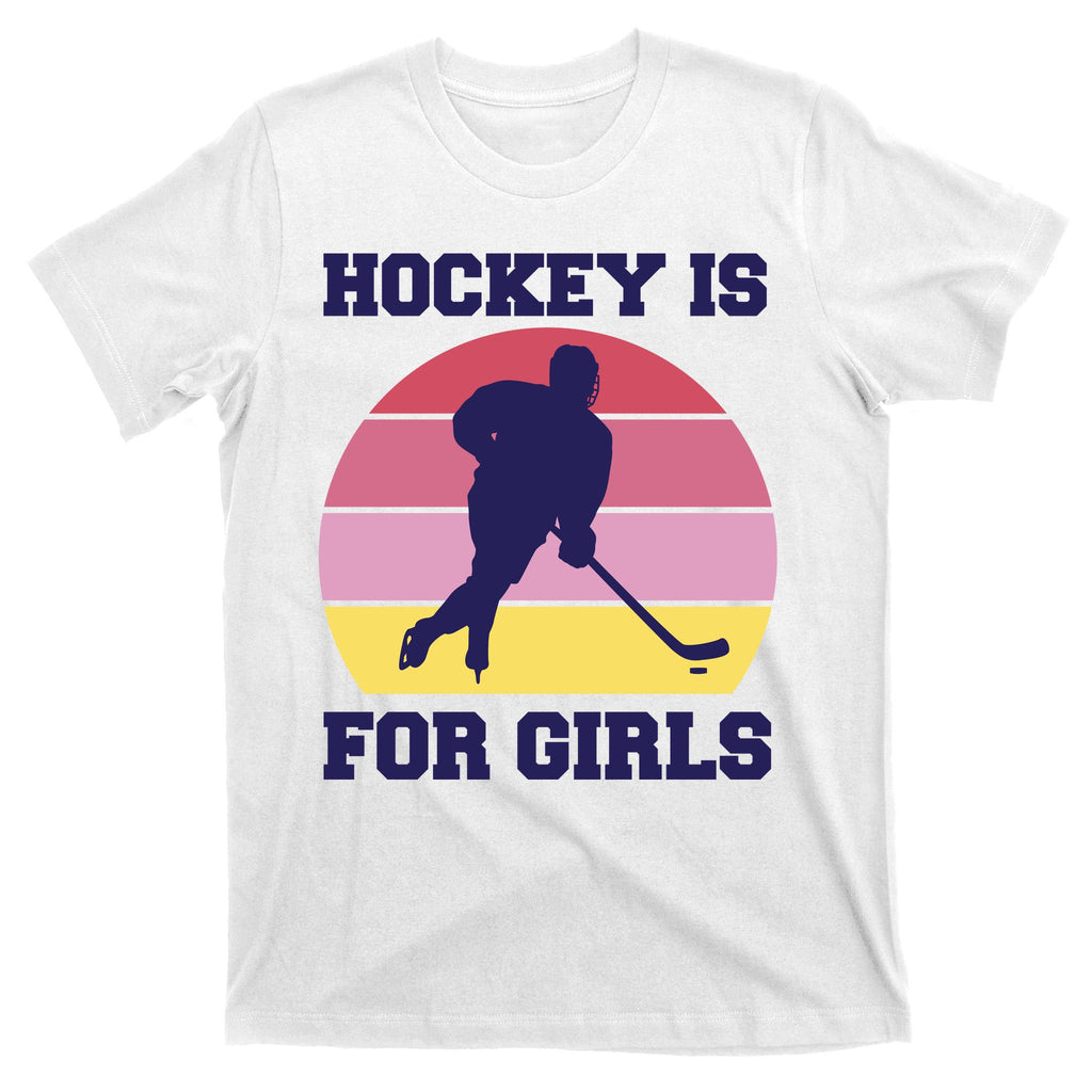 Hockey Is For Girls Retro Sunset T-Shirt
