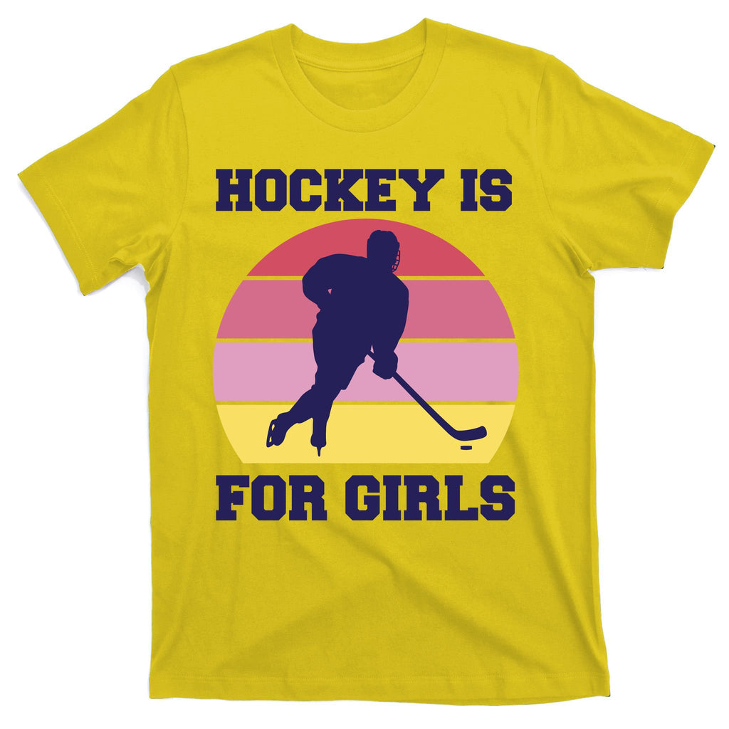 Hockey Is For Girls Retro Sunset T-Shirt
