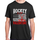 Hockey Is My Valentine ValentineS Day Ice Hockey Us Flag Gift Adult ChromaSoft Performance T-Shirt