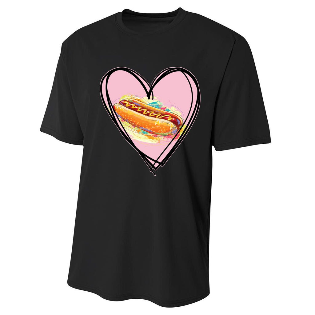 Hotdog Is My Valentine I Love Hotdog I Heart Hotdog Graphic Gift Performance Sprint T-Shirt
