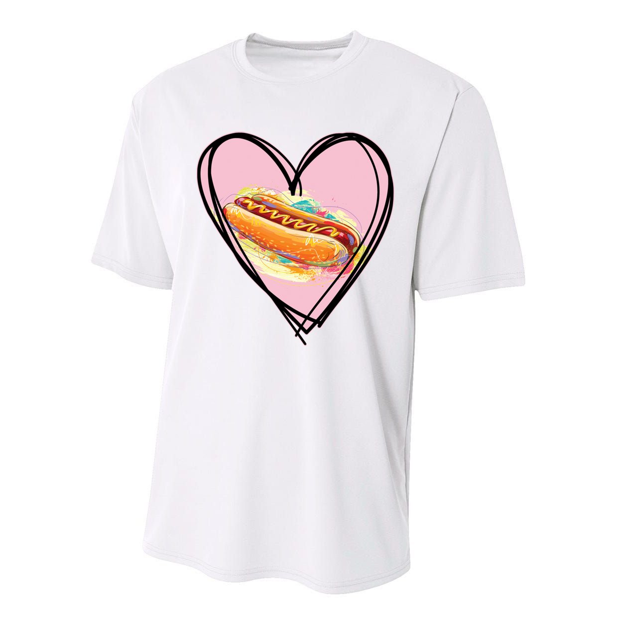 Hotdog Is My Valentine I Love Hotdog I Heart Hotdog Graphic Gift Performance Sprint T-Shirt