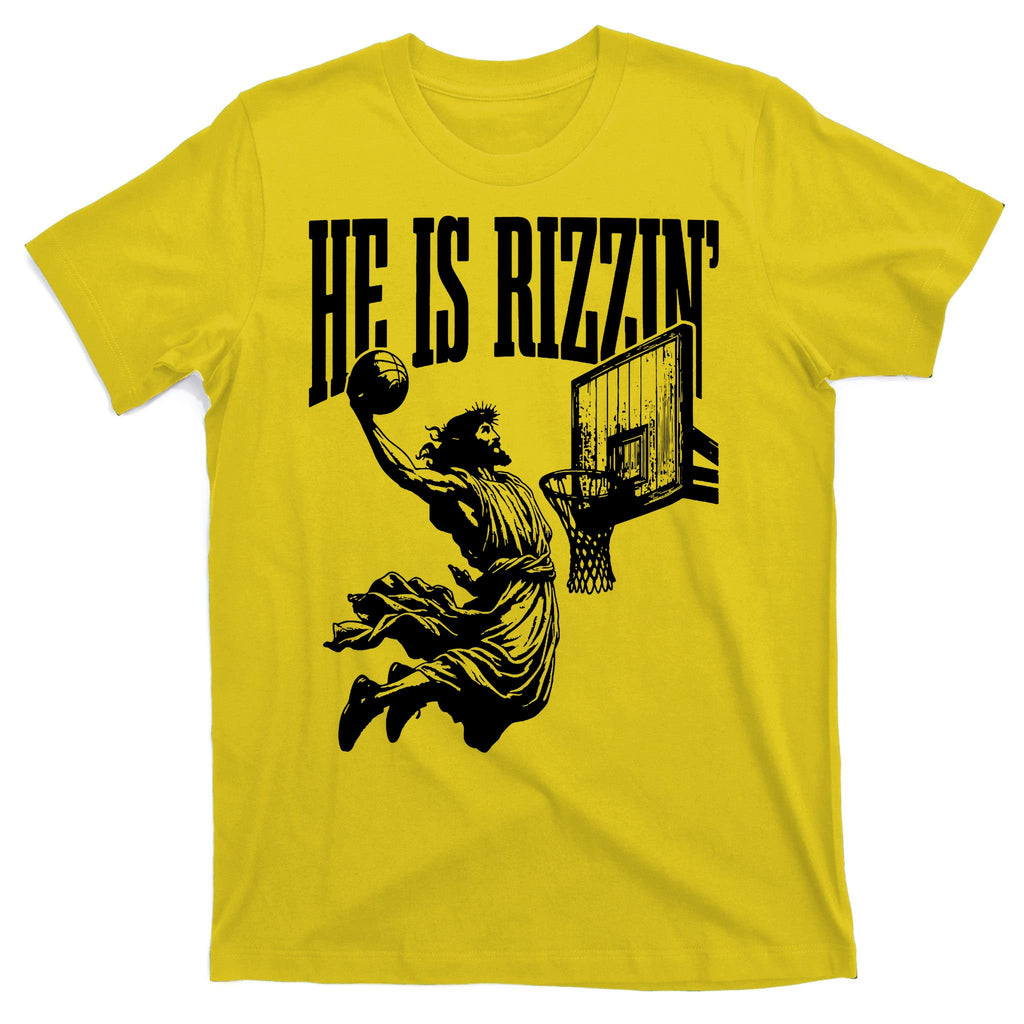 He Is Rizzin Funny Jesus Basketball T-Shirt