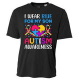 Heart I Wear Blue For My Son Autism Awareness Month Meaningful Gift Cooling Performance Crew T-Shirt