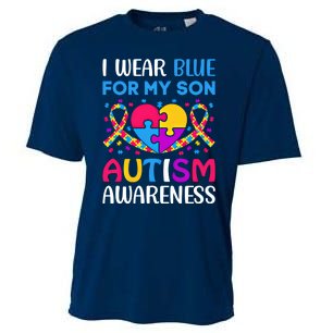 Heart I Wear Blue For My Son Autism Awareness Month Meaningful Gift Cooling Performance Crew T-Shirt