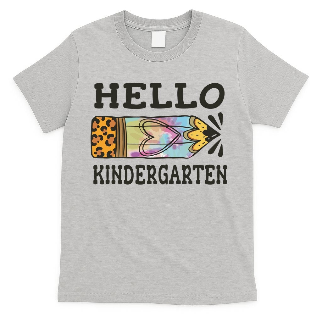Hello Kindergarten Leopard Tie Dye Pencil T-Shirt