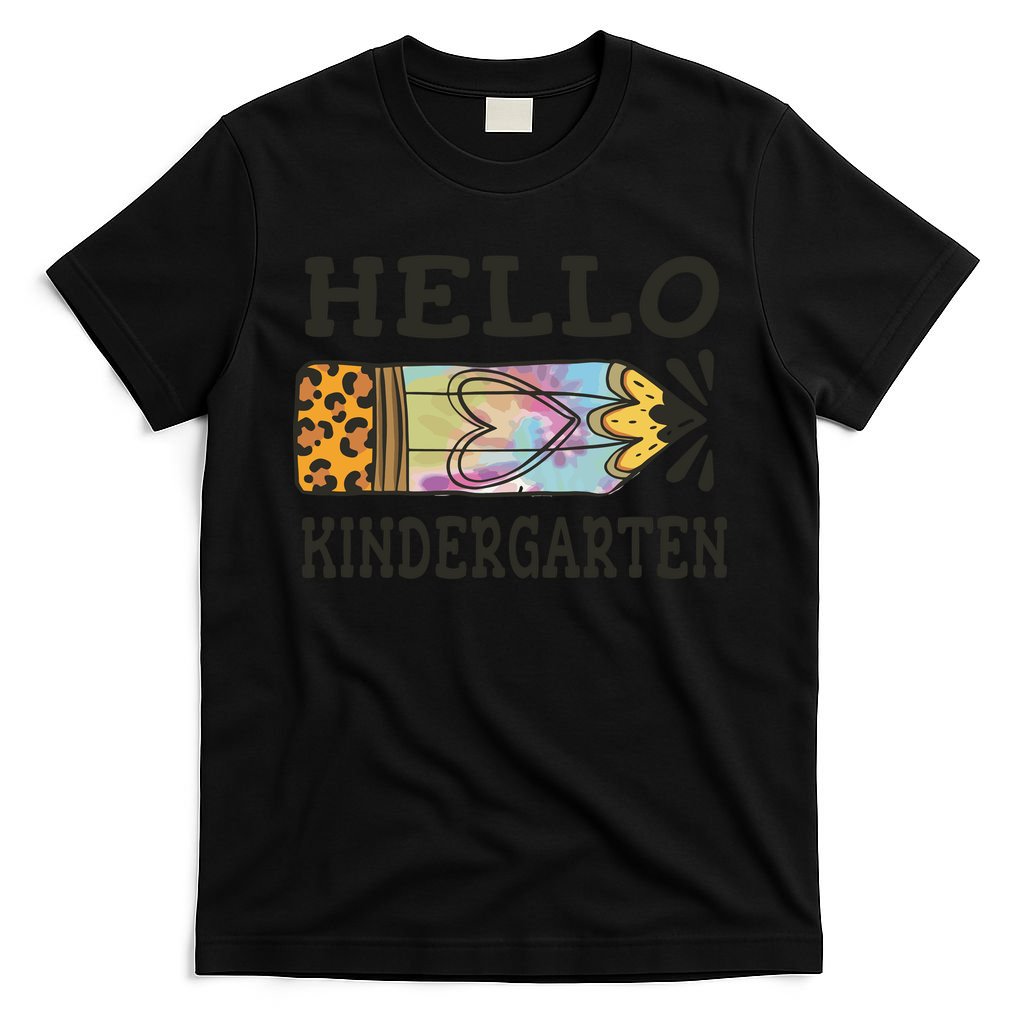 Hello Kindergarten Leopard Tie Dye Pencil T-Shirt