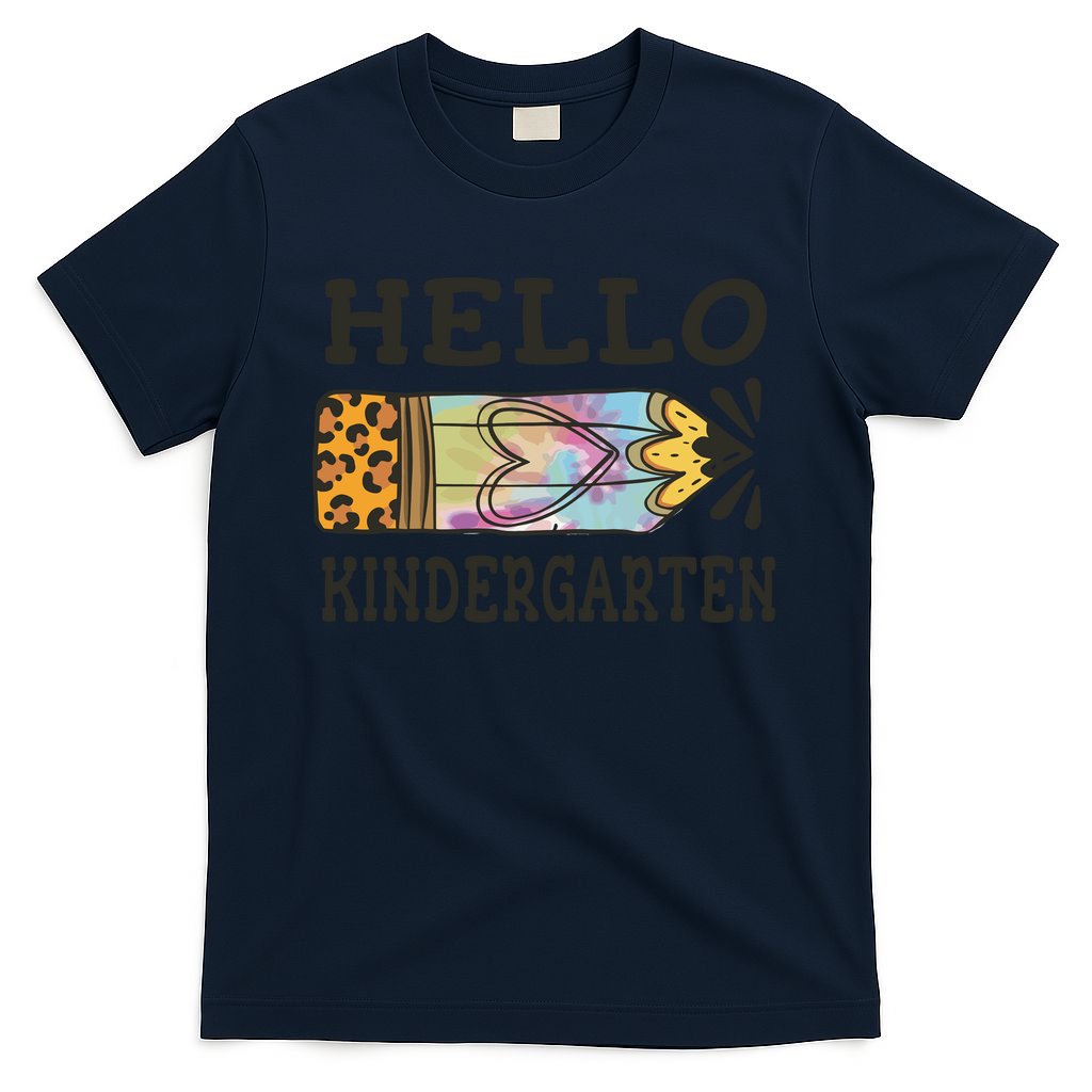 Hello Kindergarten Leopard Tie Dye Pencil T-Shirt
