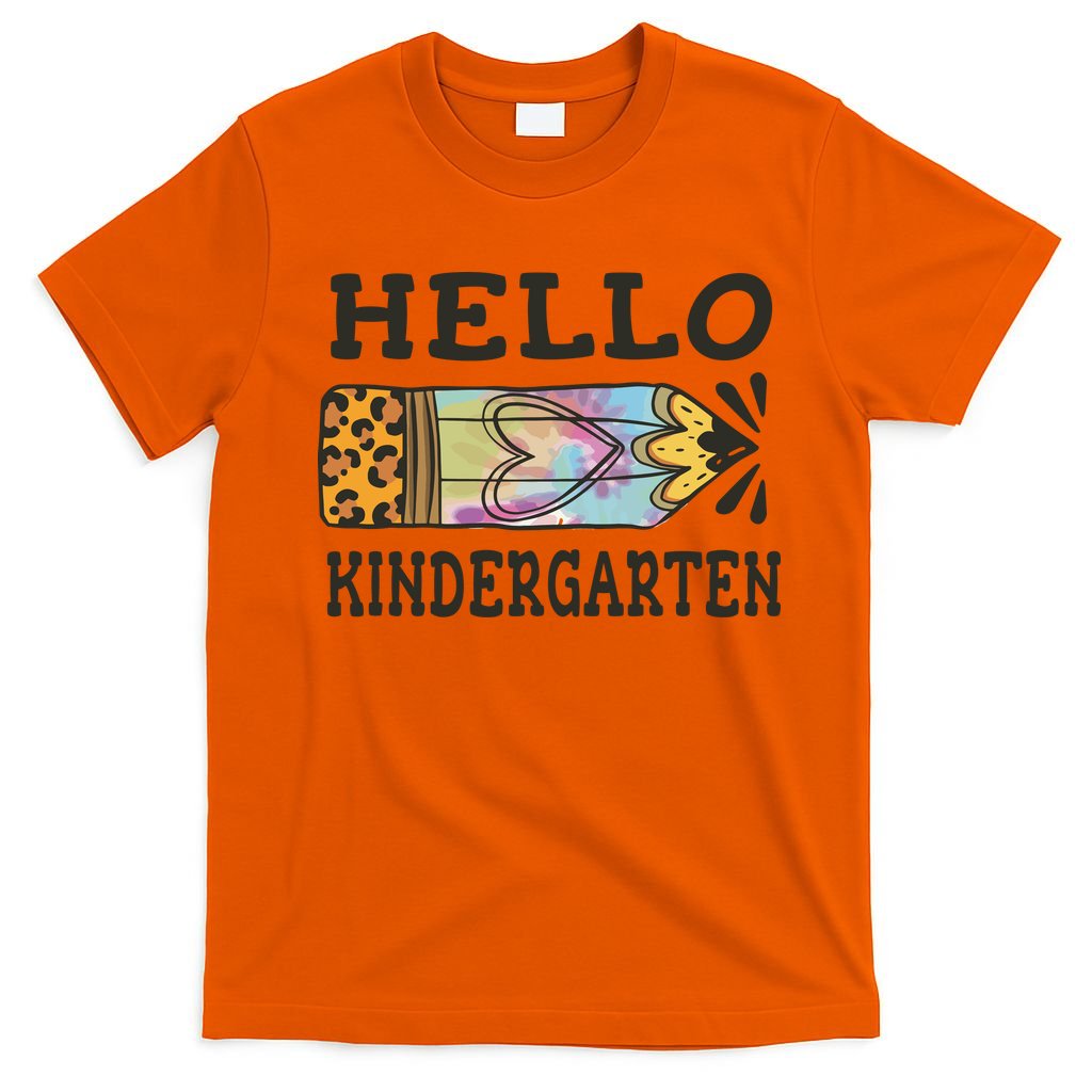 Hello Kindergarten Leopard Tie Dye Pencil T-Shirt
