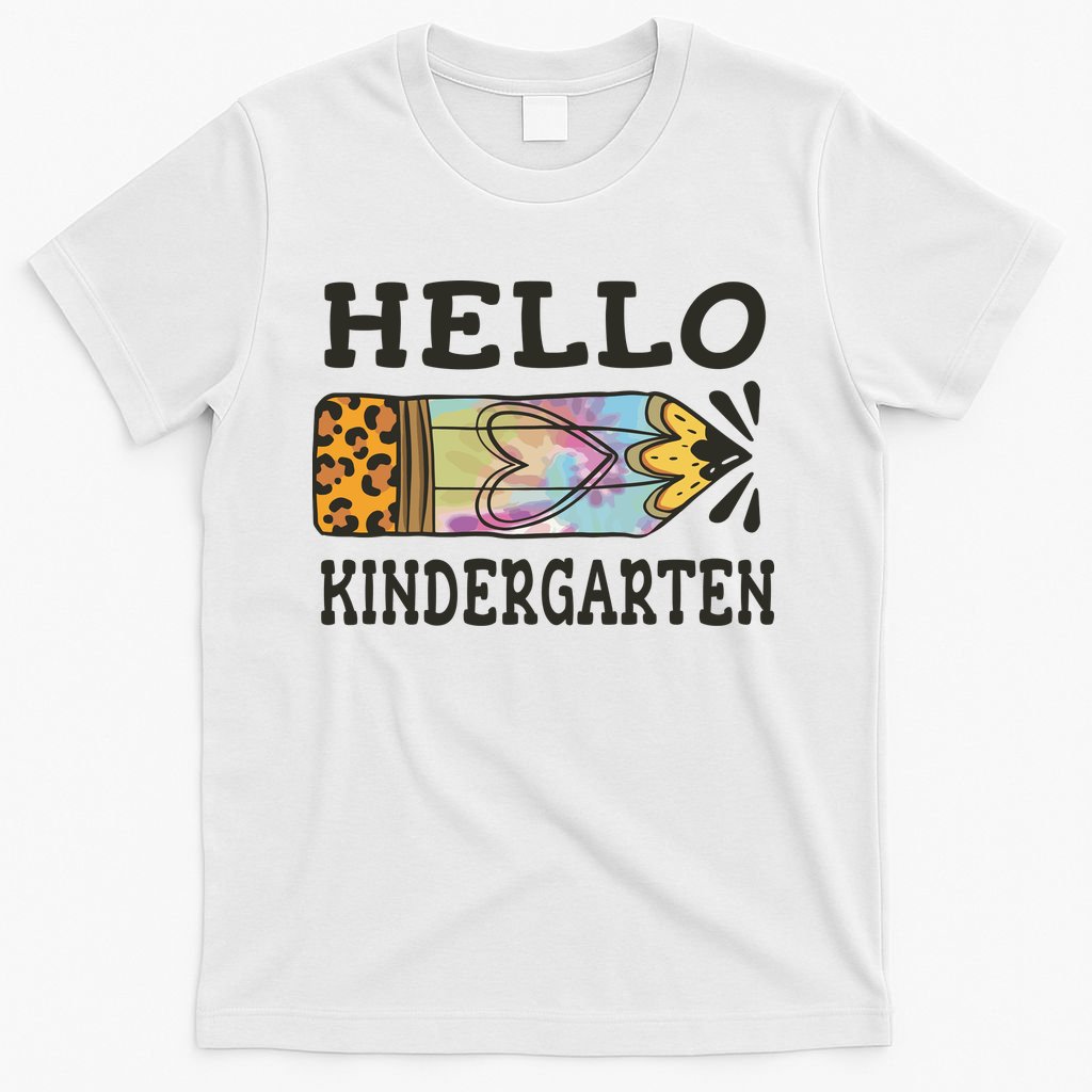 Hello Kindergarten Leopard Tie Dye Pencil T-Shirt