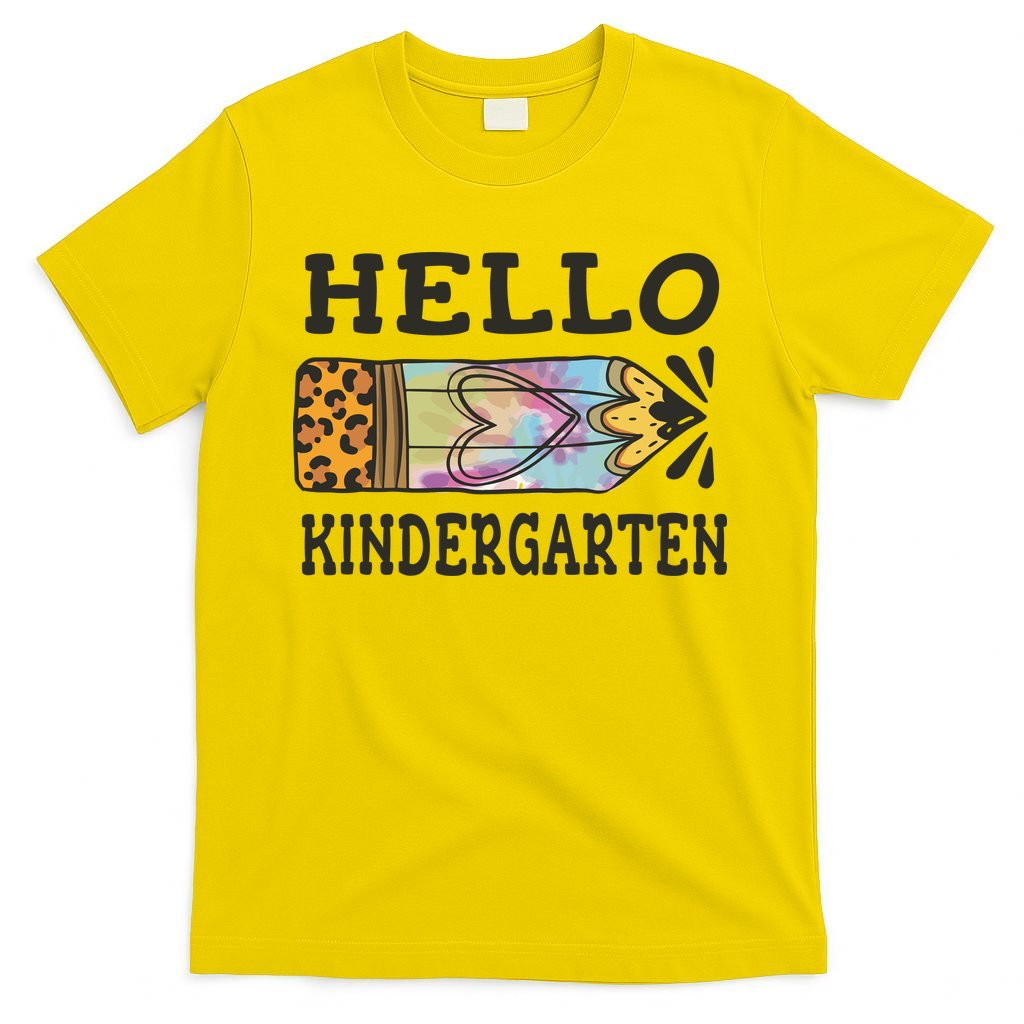 Hello Kindergarten Leopard Tie Dye Pencil T-Shirt