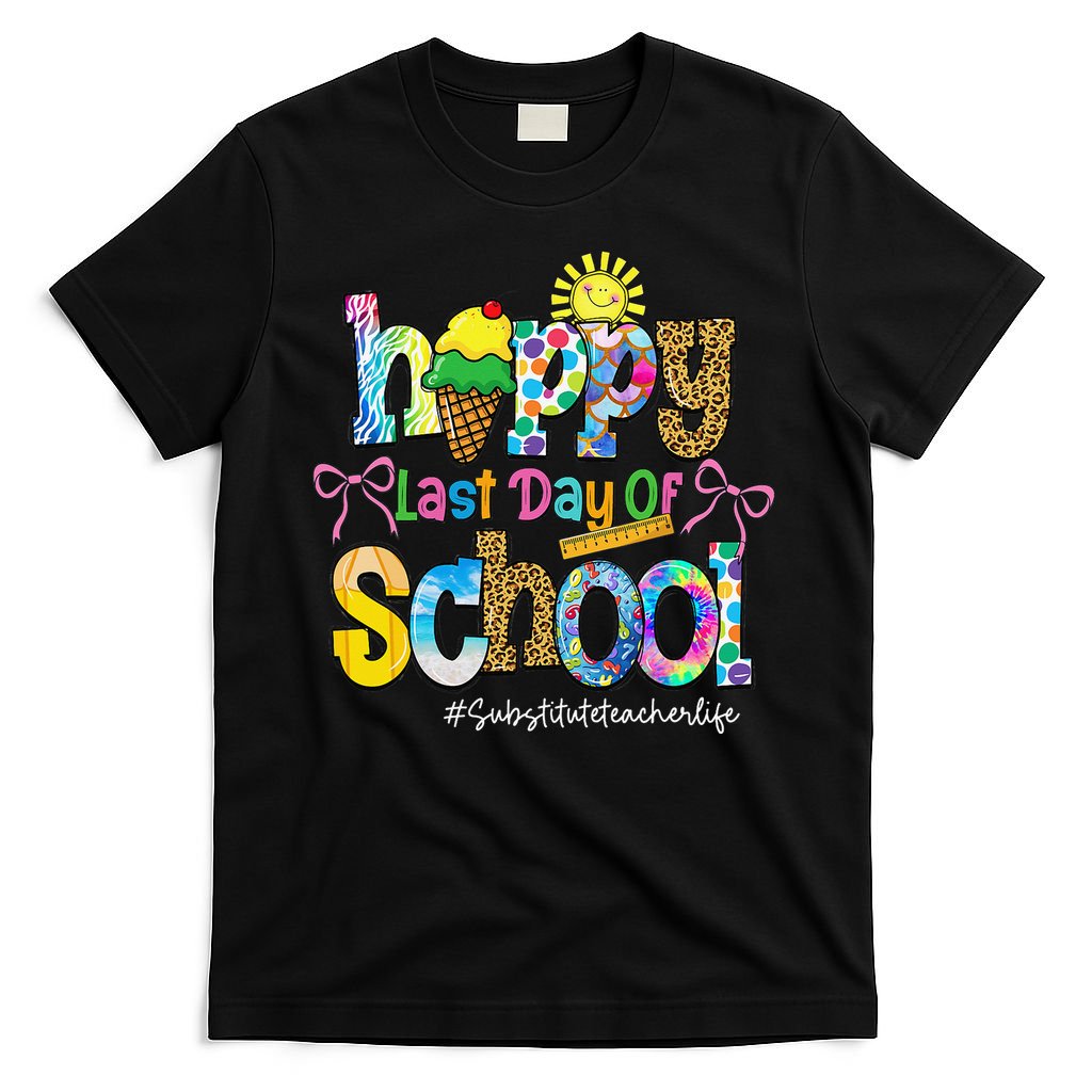 Happy Last Day Of School Substitute Teacher Life Leopard T-Shirt