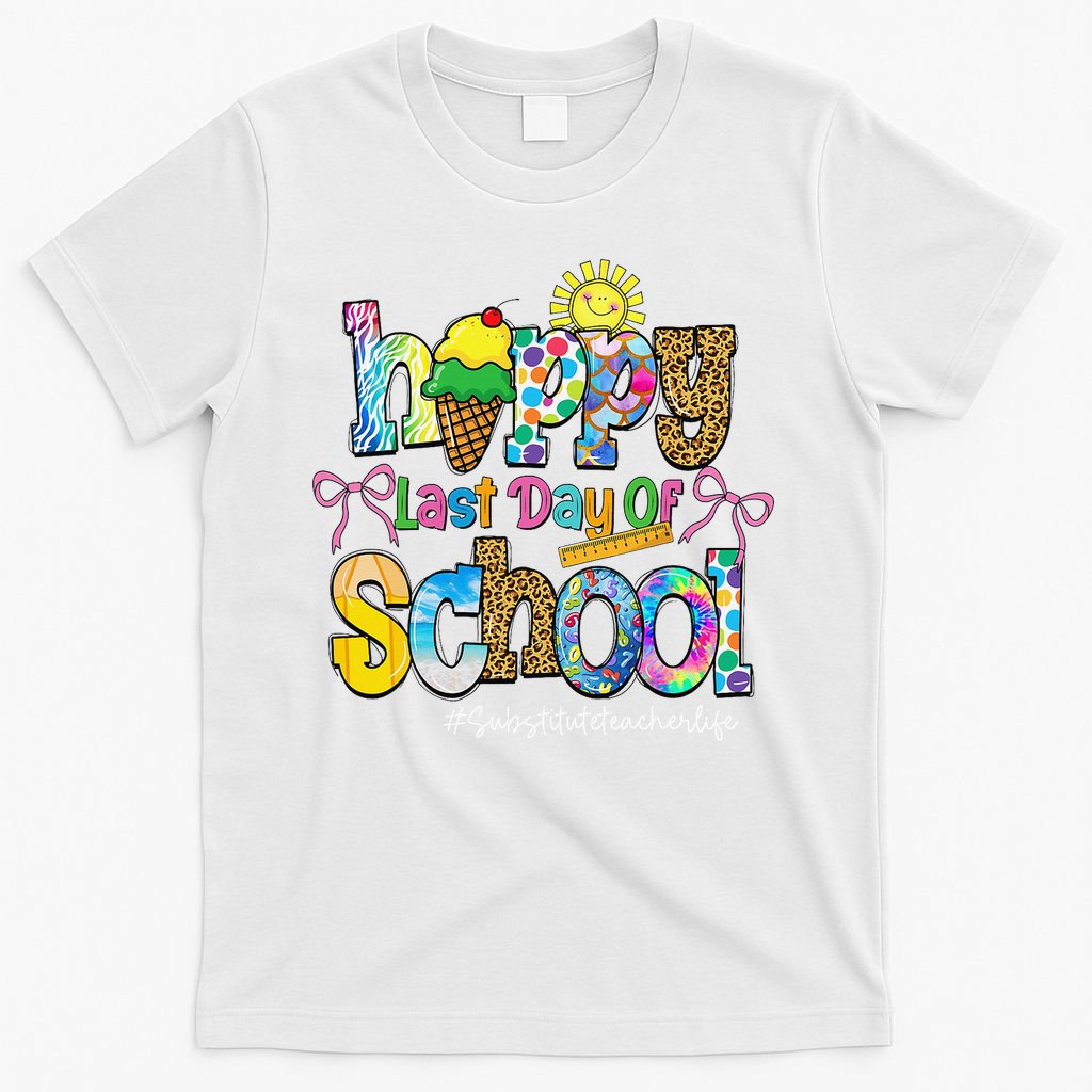 Happy Last Day Of School Substitute Teacher Life Leopard T-Shirt